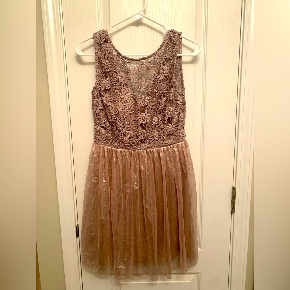 Beautiful Strapless Pastel Pink, Knee High Shimmer Dress